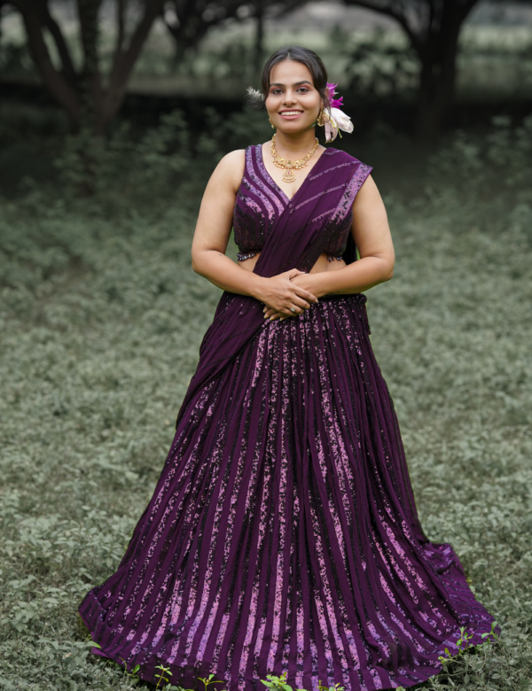 wine Bridal Lehnga