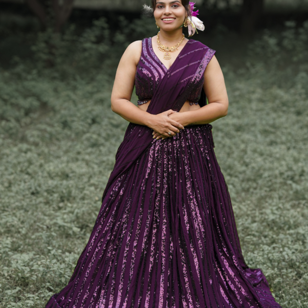 wine Bridal Lehnga