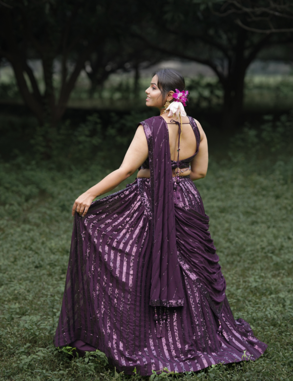 wine Bridal Lehnga - Image 3