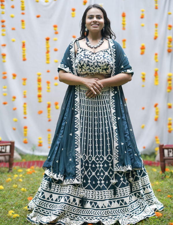 Dark Teal Bridal Choli