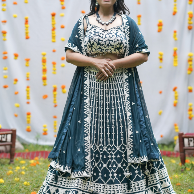 Dark Teal Bridal Choli