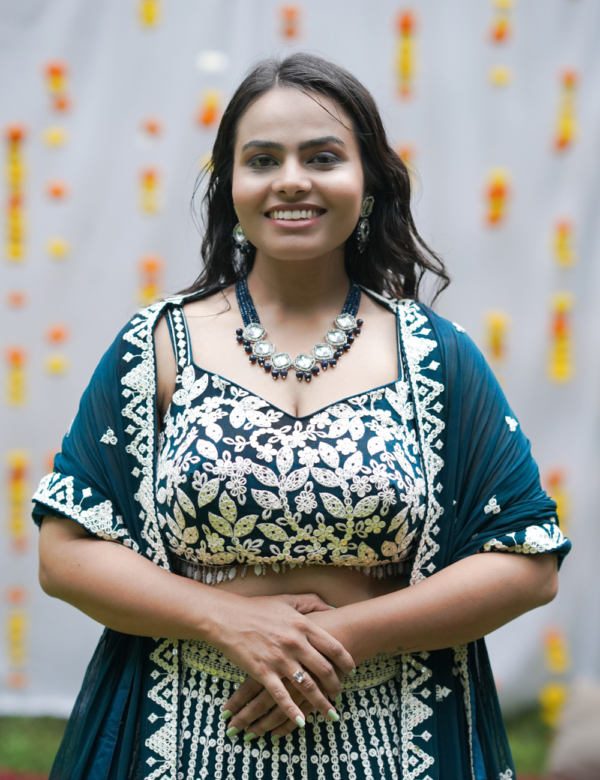 Dark Teal Bridal Choli - Image 2