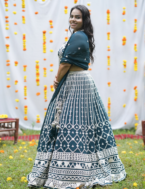 Dark Teal Bridal Choli - Image 3