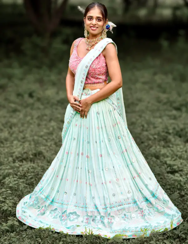 Sky blue Bridal Lehnga