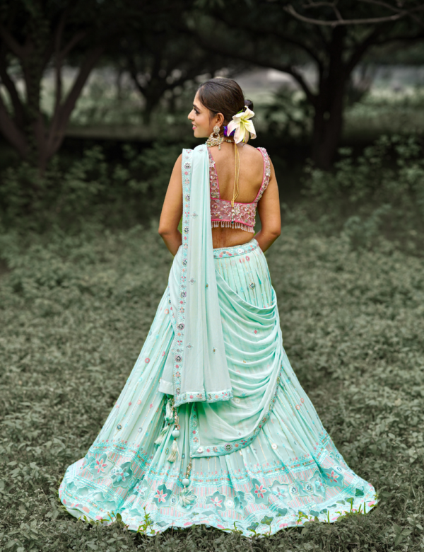 Sky blue Bridal Lehnga - Image 2