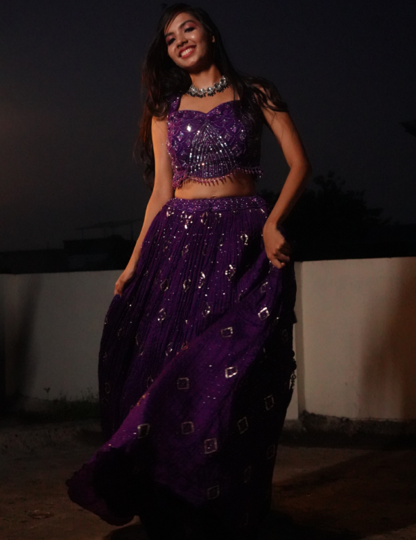 Dark Purple Wedding Lehnga