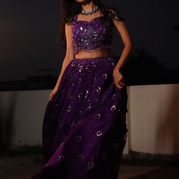Dark Purple Wedding Lehnga