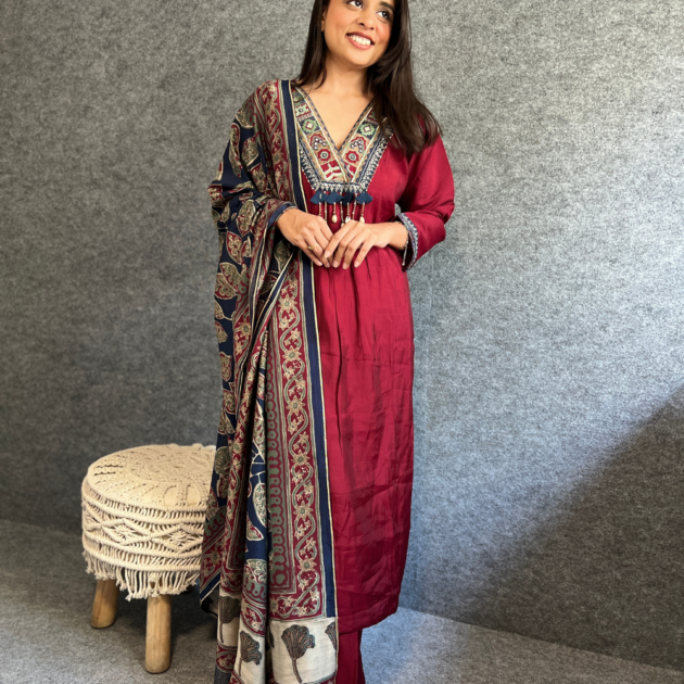 Maroon Kurta Set